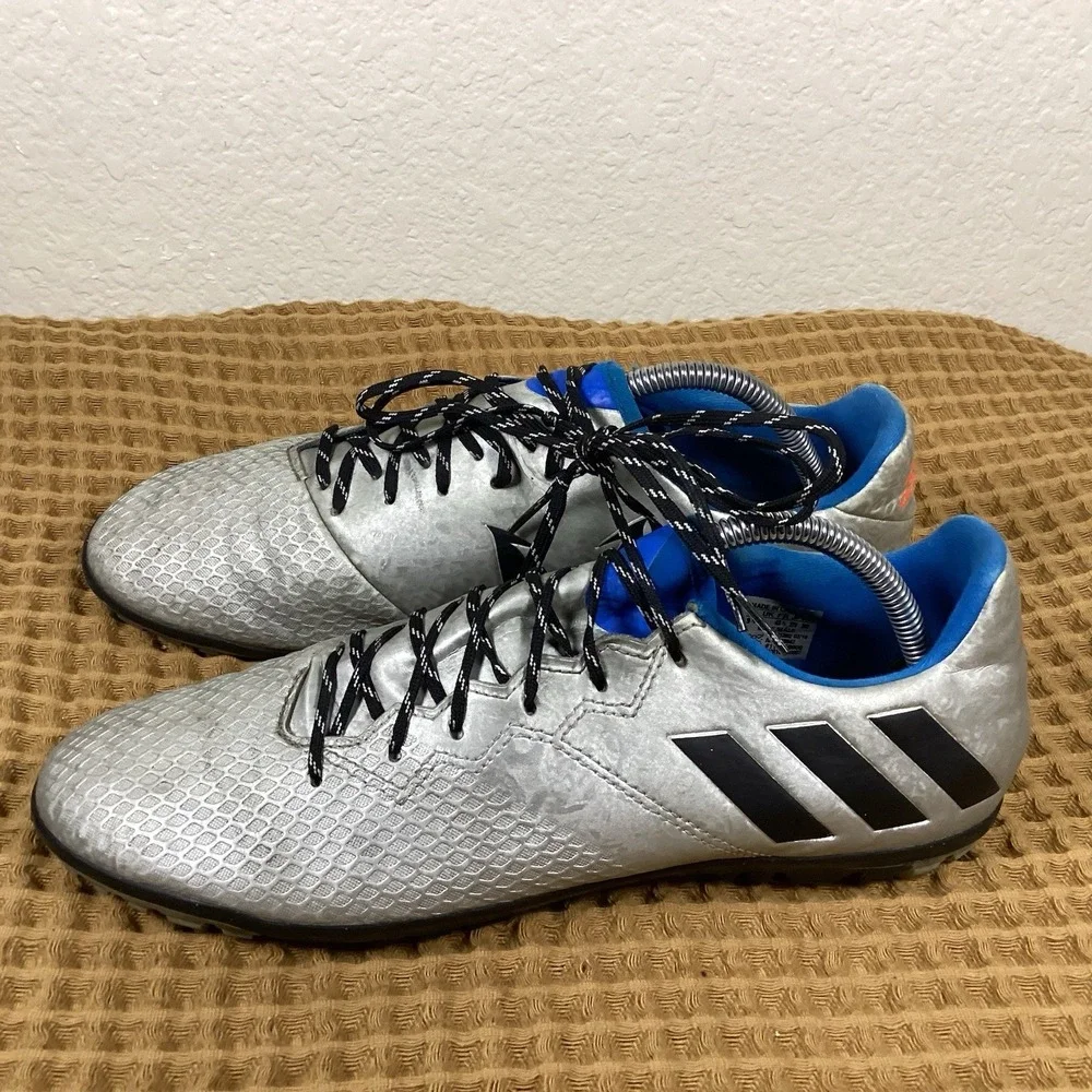 Adidas Messi 16.3 Firm Ground Mens 9.5 Football Cleats Adult Blue Matte Silver